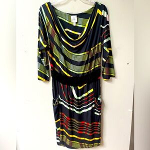 Anthropologie Julienne Weston‎ Wear Cowl Neck Dress Womens Large Stretchy Black